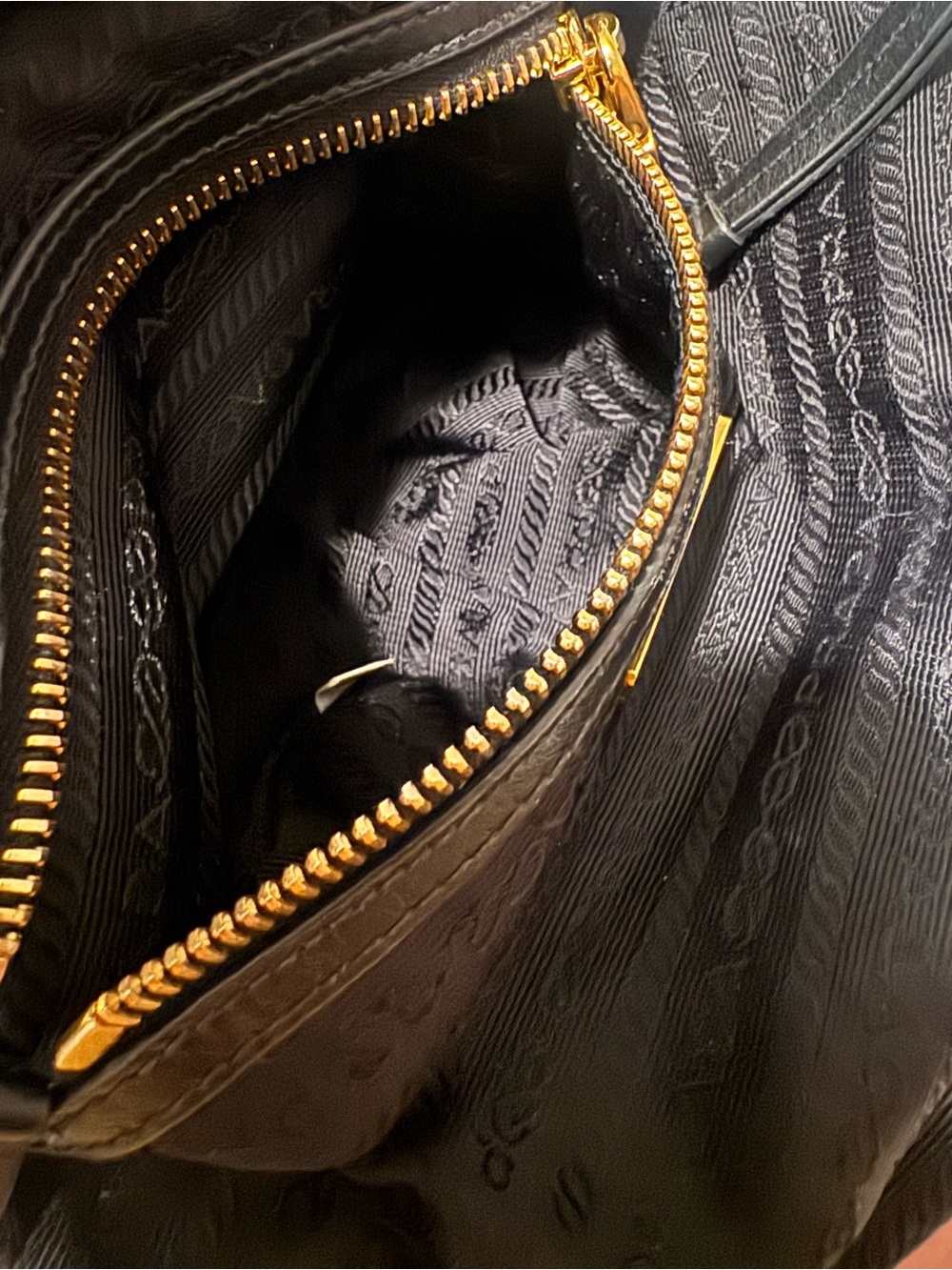 Prada Tessuto Black Nylon Crossbody with Gold Logo Hardware - Picture 13 of 15